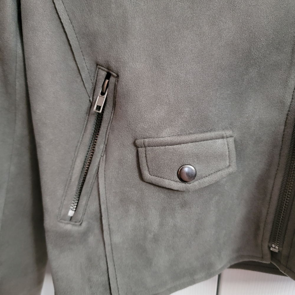 Rag Poets Everit Faux Suede Moto Jacket Gray Women’s XS Asymmetrical Biker - Picture 7 of 15